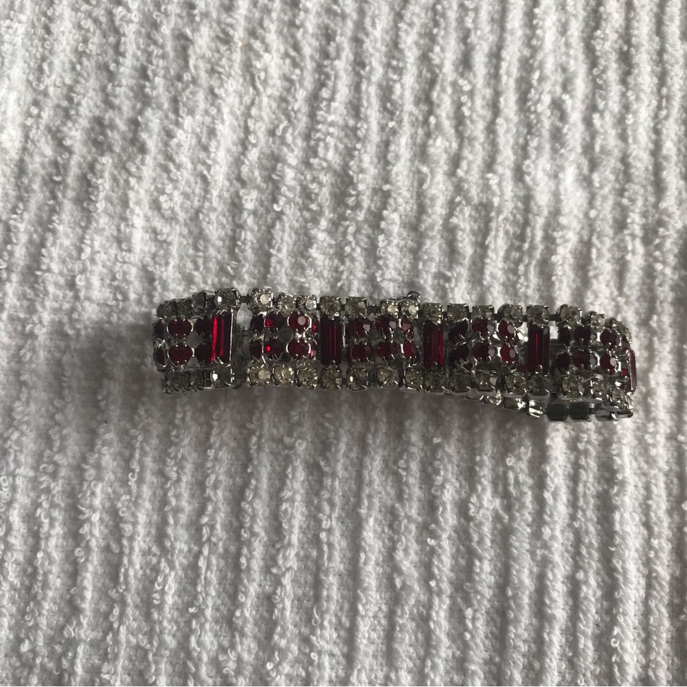 Elegant Silver and Red Bracelet